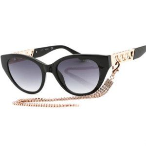 Guess Women's Sunglasses Shiny Black Cat Eye Shape Hanging Jewel | GU7690 0  NEW